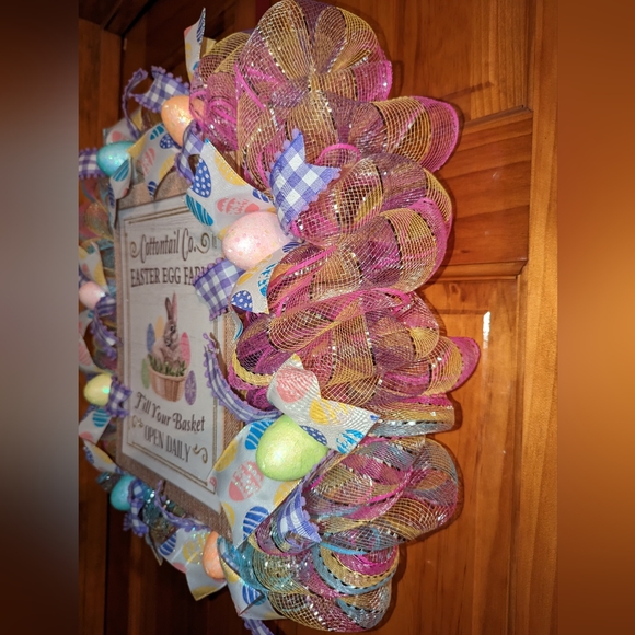 Easter wreath, bunny wreath, spring Wreath handmade, Farmhouse wreath - Picture 5 of 6